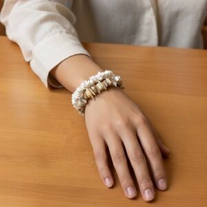 Natural & White Puka Shell Bracelet Set – Stretch Beach Surfer Boho Jewelry